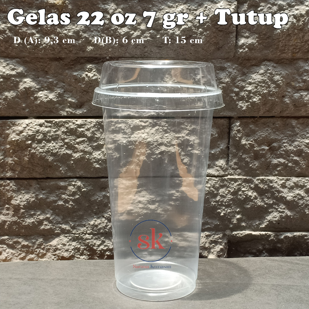 Jual Gelas Plastik Bening 22 Oz 7 Gr Tutup Datar Cembung Paket 50 Pcs Shopee Indonesia 3306