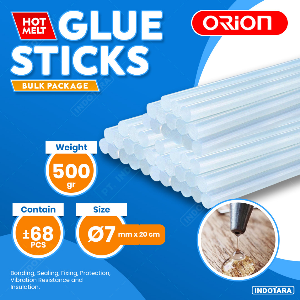 Jual Hot Melt Glue Sticks / Isi Refill Glue Gun Orion Size 7mm 500gr