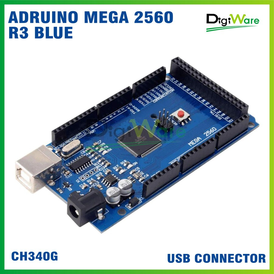 Jual Arduino Mega 2560 R3 Blue With CH340G USB Connector | Shopee Indonesia