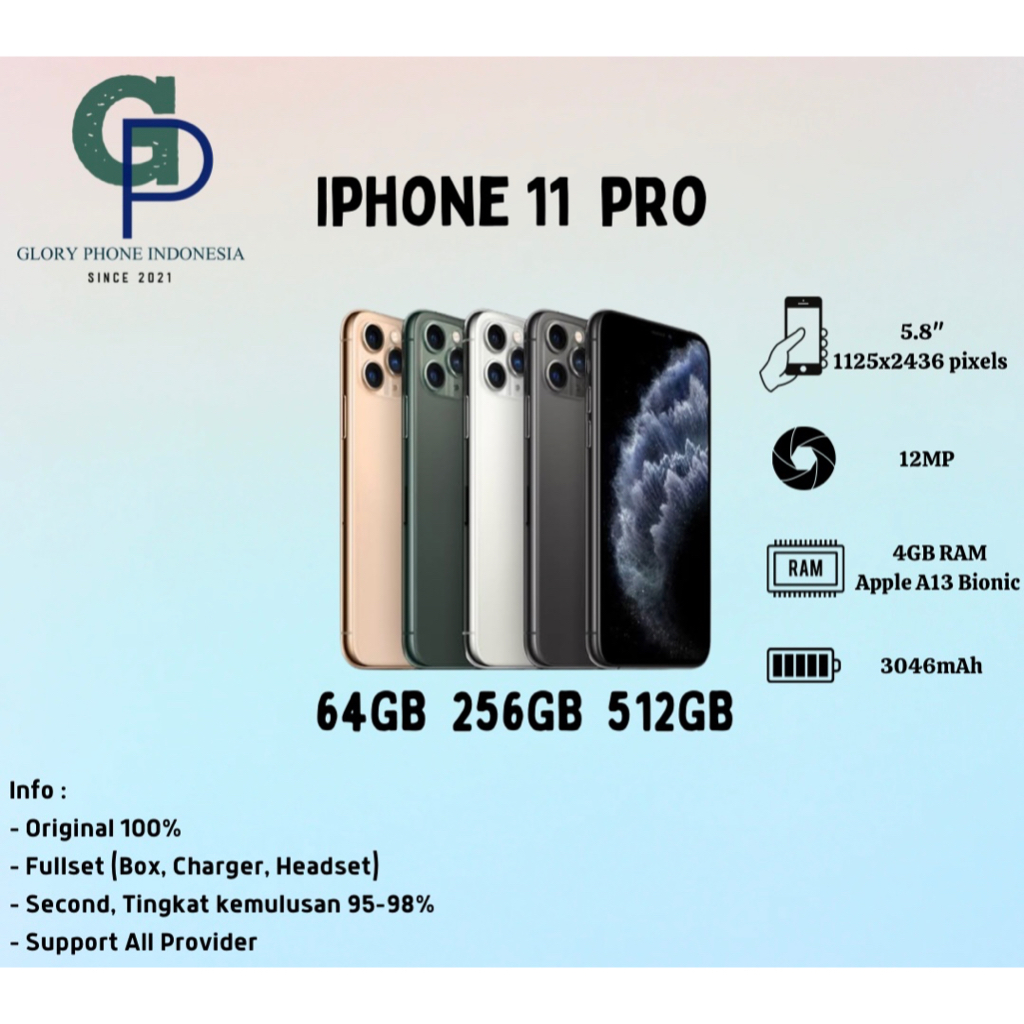 Jual Iphone 11 Pro 64GB 256GB 512GB second bekas original fullset