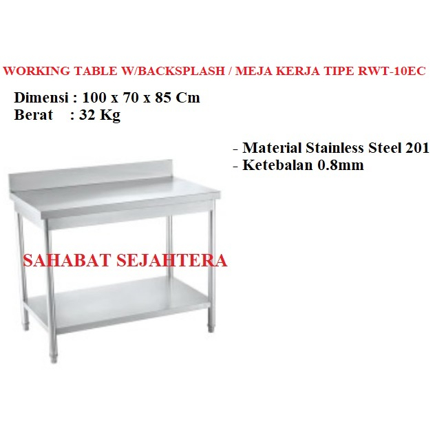 Jual Working Table W/Backslpash / Meja Kerja TIPE RWT-10EC / RWT 10EC ...