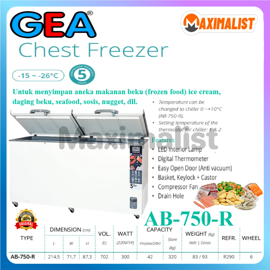 Jual Gea Ab R Chest Freezer Box Ab R L Lemari Pembeku Gea Ab