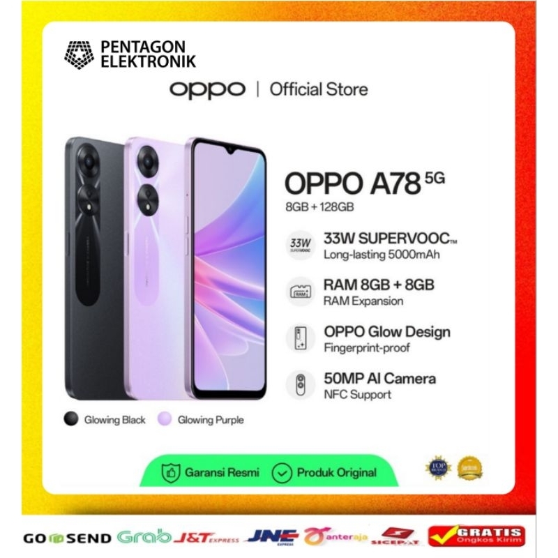 Jual OPPO A78 5G RAM 8/128 GB ORIGINAL 100% SEGEL RESMI ( GARANSI RESMI ...