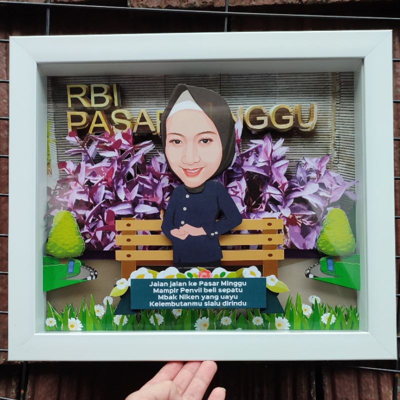 Jual Pop up 3D frame 25x30cm (10R) scrapframe karikatur hadiah wisuda ...