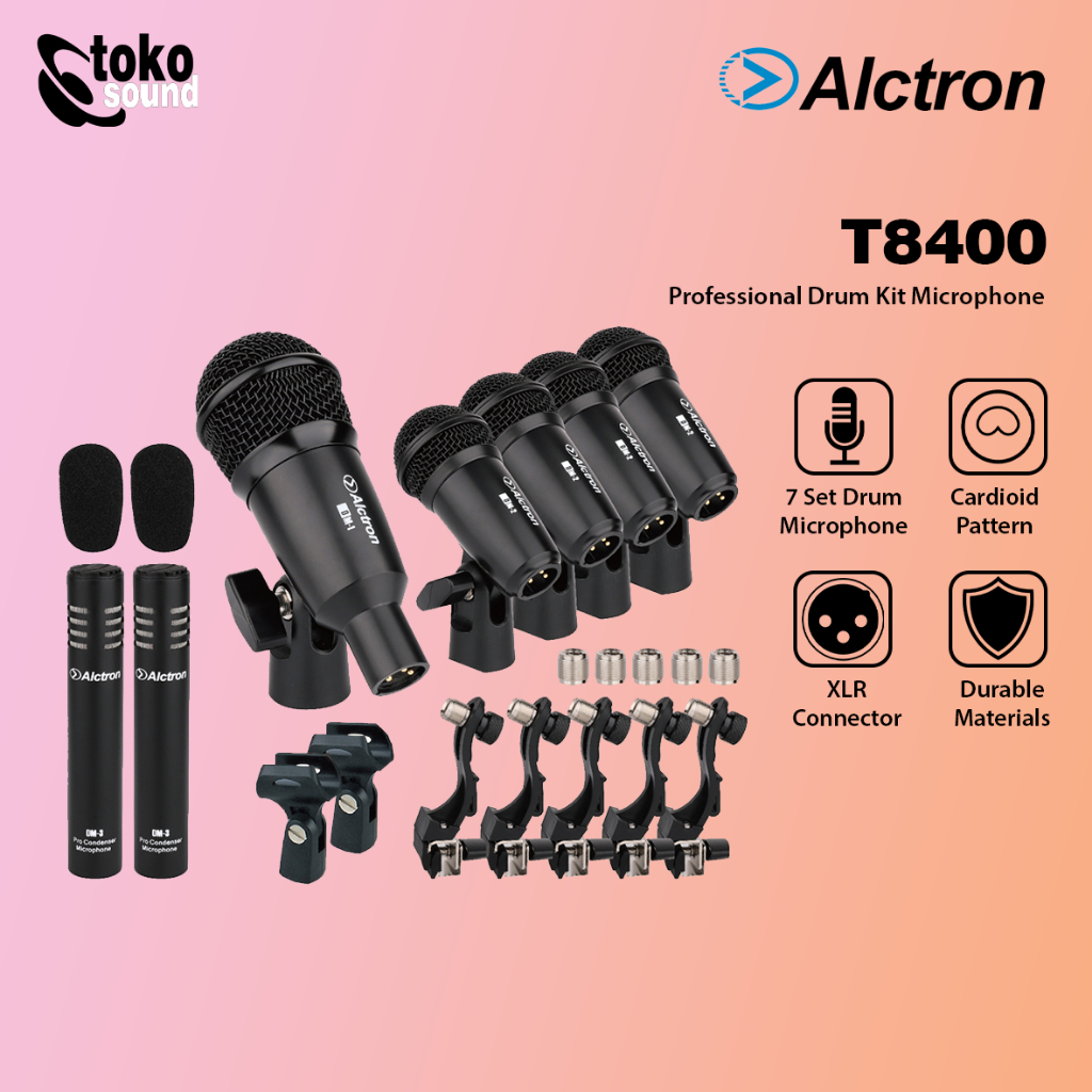 Jual ALCTRON T8400 T-8400 Drum Kit Microphone (7 Mic) | Shopee Indonesia