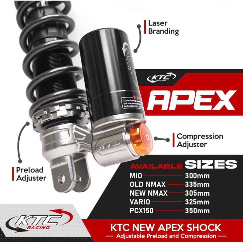 Jual Shockbreaker shock KTC Tabung Bawah APEX Mio Beat Scoopy Vario125 ...