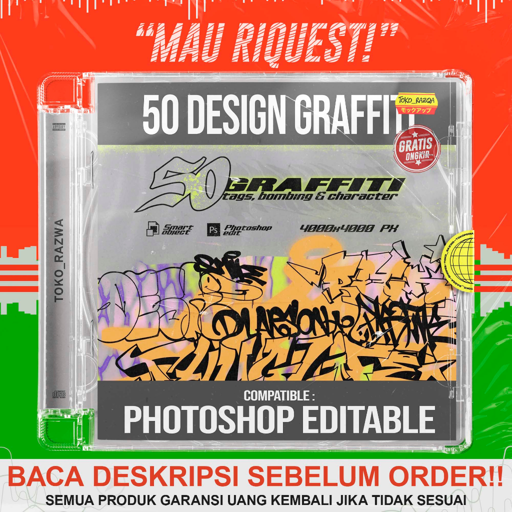 50 Design Graffiti - Photoshop Editable - 040323