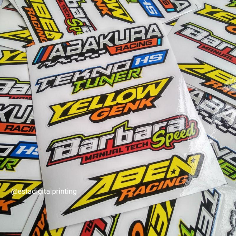 Jual Stiker Pack Bengkel Racing Team #2 /Abakura, Tecknotuner, Yellow ...