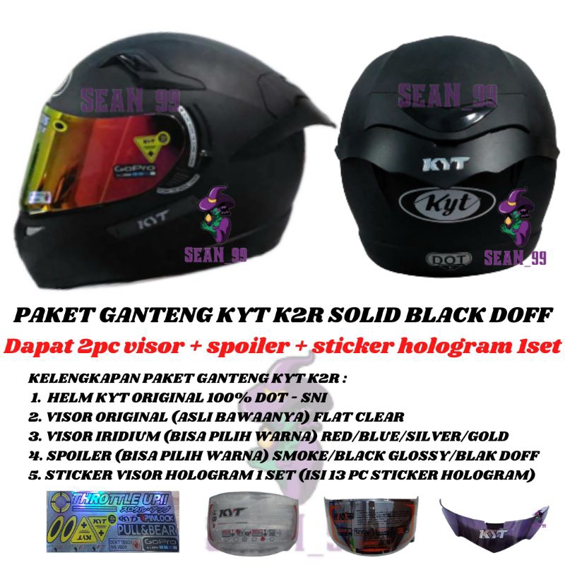 Jual HELM KYT K2R | K2 RIDER SOLID BLACK DOFF FULL FACE DOUBLE VISOR ...