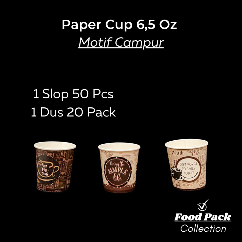 Jual Hot Paper Cup 6 5 Oz Motif 50 Pcs Gelas Kertas Kopi Panas