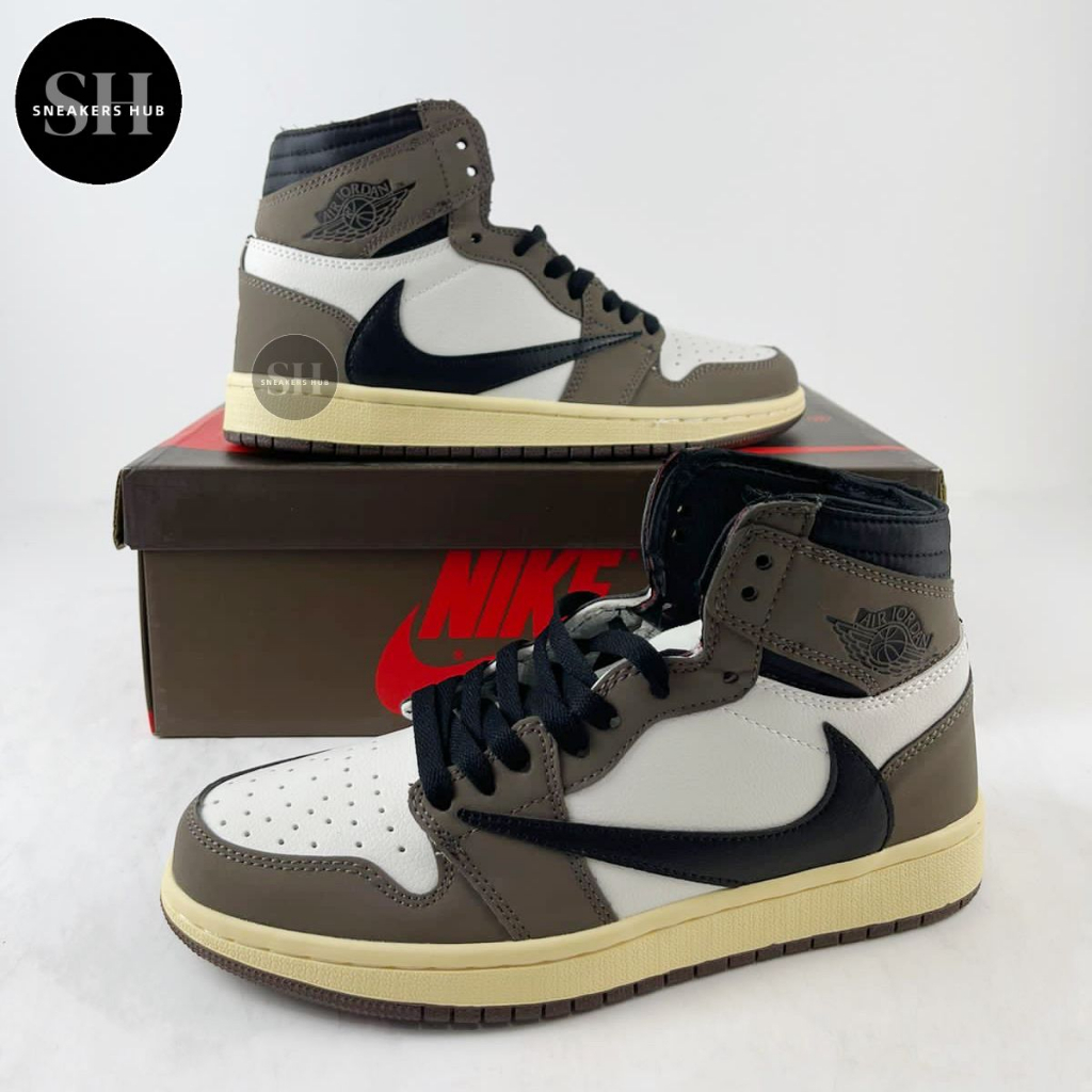 Jual Sneakers AlR J0RDAN 1 Retro High Travis Scott Cactus Jack Brown ...