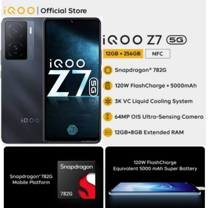 Jual Vivo IQOO Z7 5G 8/128 || 12/256 Snapdragon 782G 120W Fast Charging ...