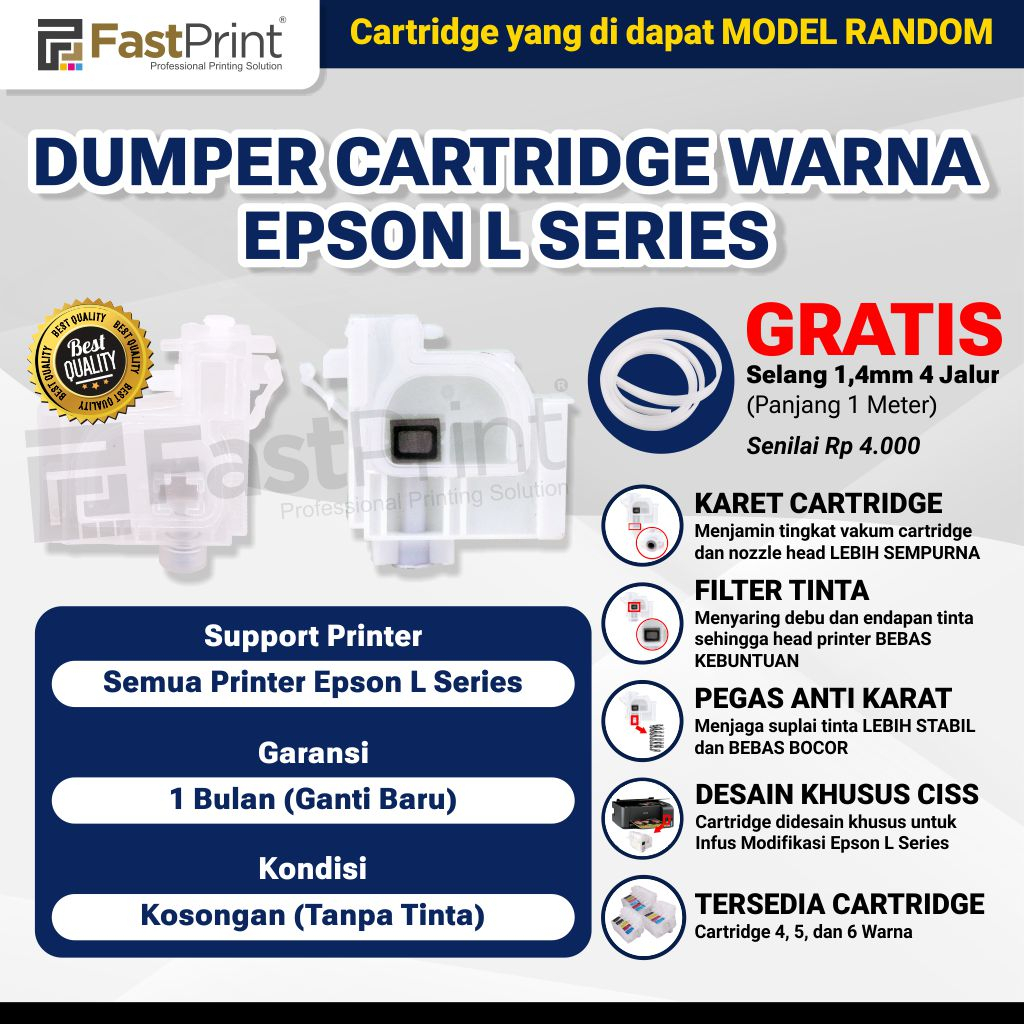 Jual Dumper Cartridge CISS Epson L Series 1 Warna L100 L110 L120 L210