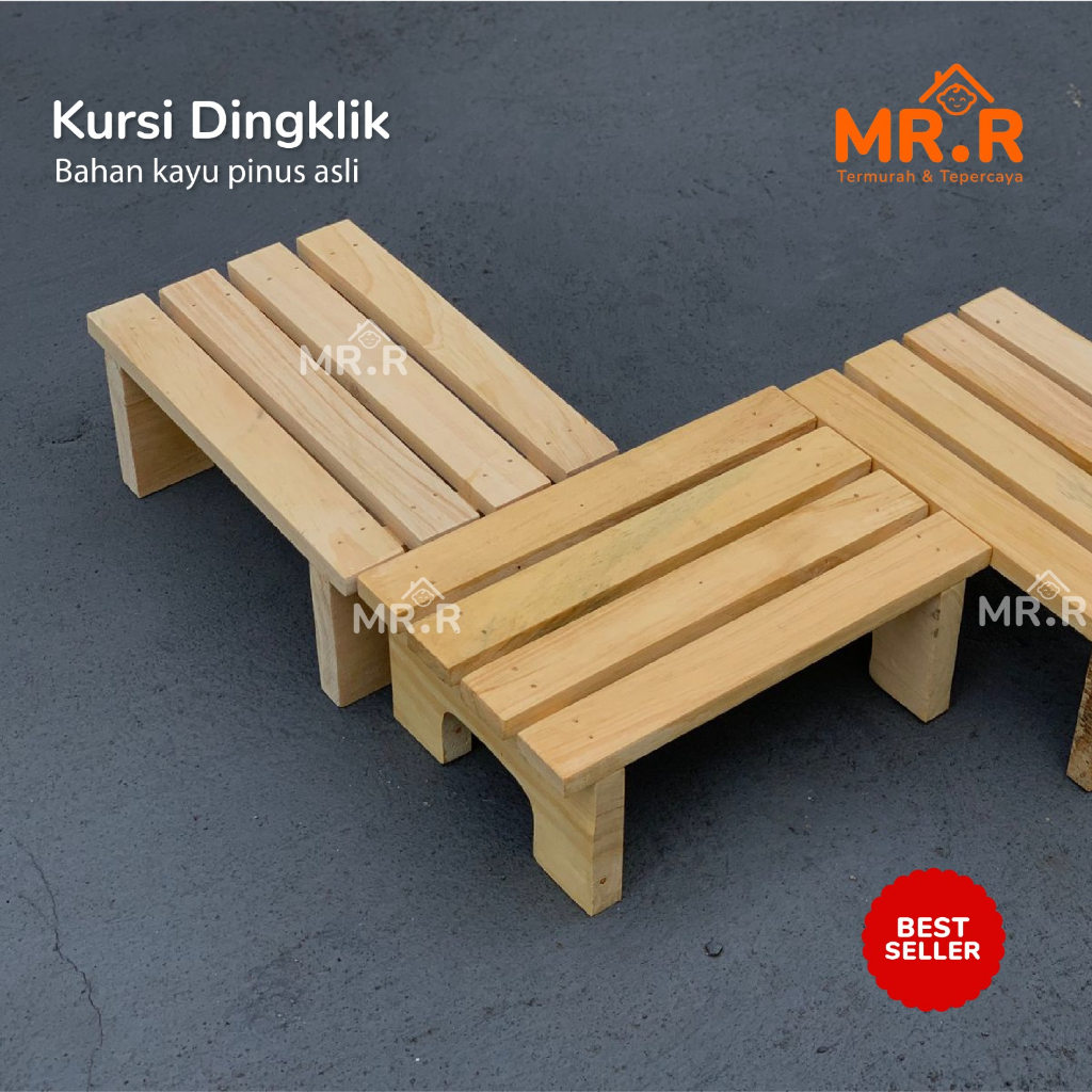 Jual Bangku Kayu Pinus Premium Kursi Kayu Jongkok Dingklik Kayu Kursi