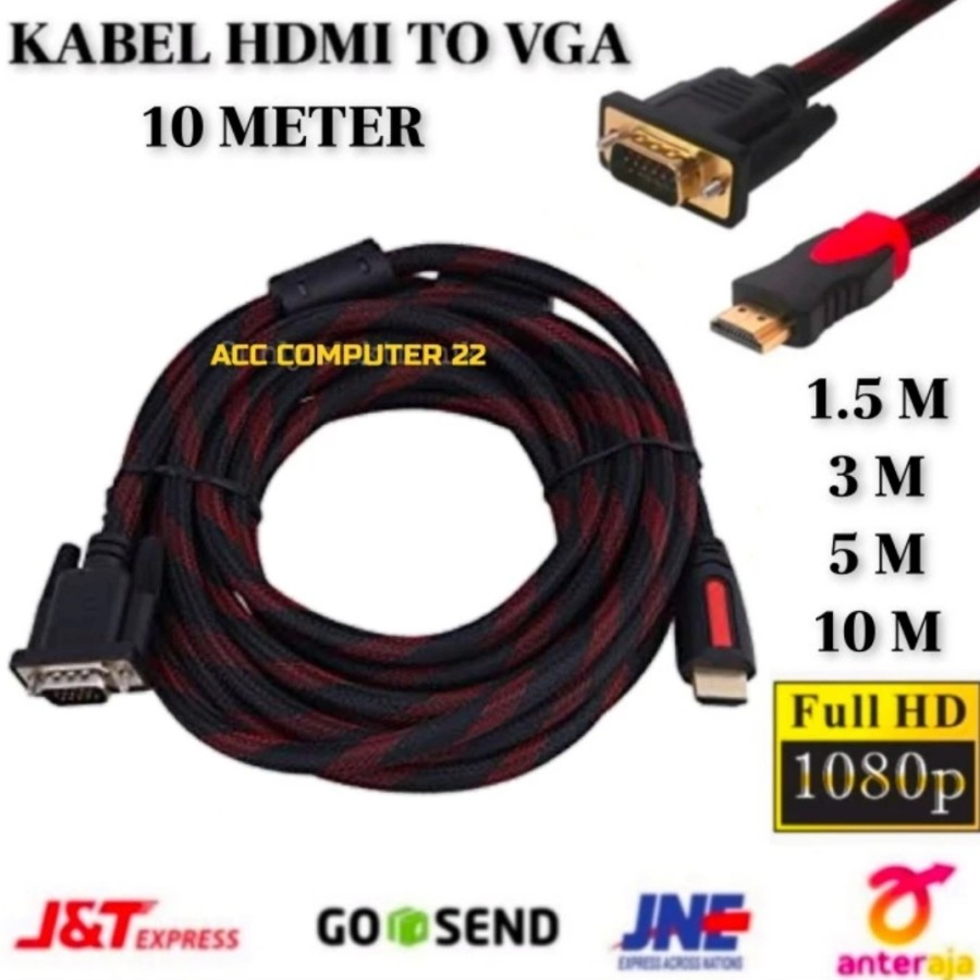 Jual kabel hdmi to vga 10 meter kabel hdmi ke vga | Shopee Indonesia