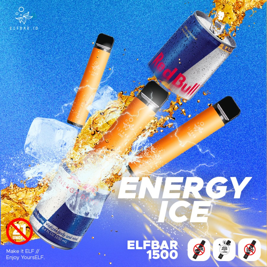 Jual ELFBAR 1500 PUFFS ENERGY ICE/ ELF BAR 1500 DISPOSABLE POD RED BULL ...