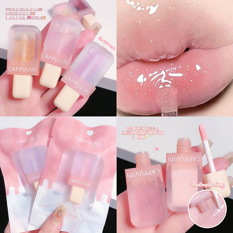 Jual LIPGLOSS CAPPUVINI ICE CREAM LIPBALM GLOSSY VIRAL DOUYIN MURAH