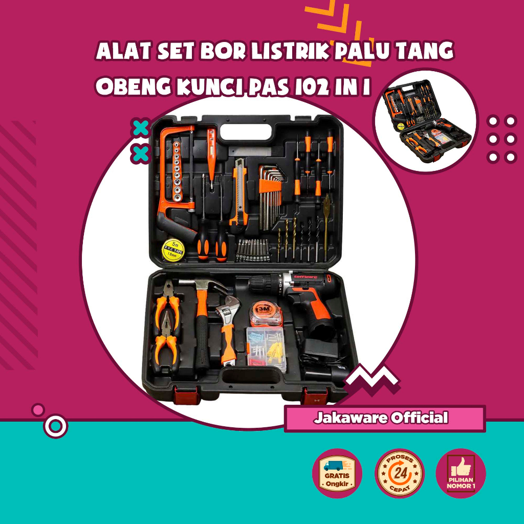 Jual Alat Set Bor Listrik Palu Tang Obeng Kunci Pas In Satu Set