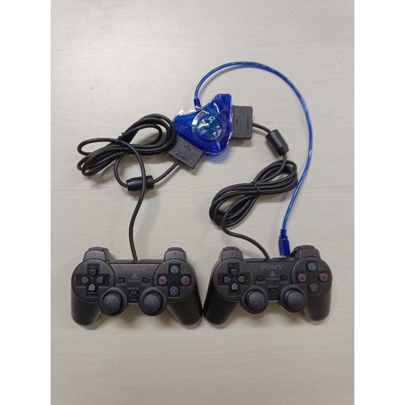 Jual CONVERTER DOUBLE BIRU + STIK PS2 GETAR HITAM | Shopee Indonesia