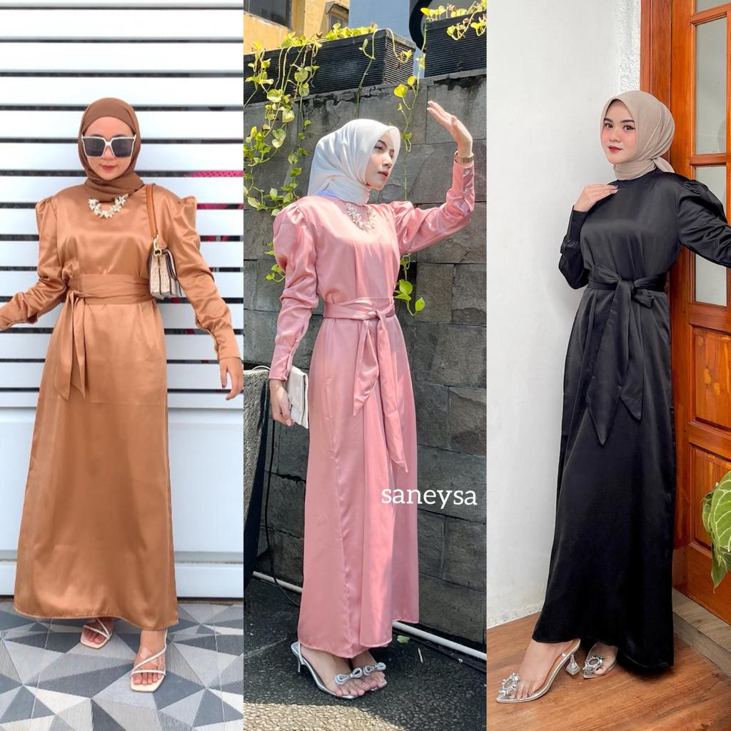 Jual Arabella Silk Dress Satin Dress Kondangan Gamis Kondangan