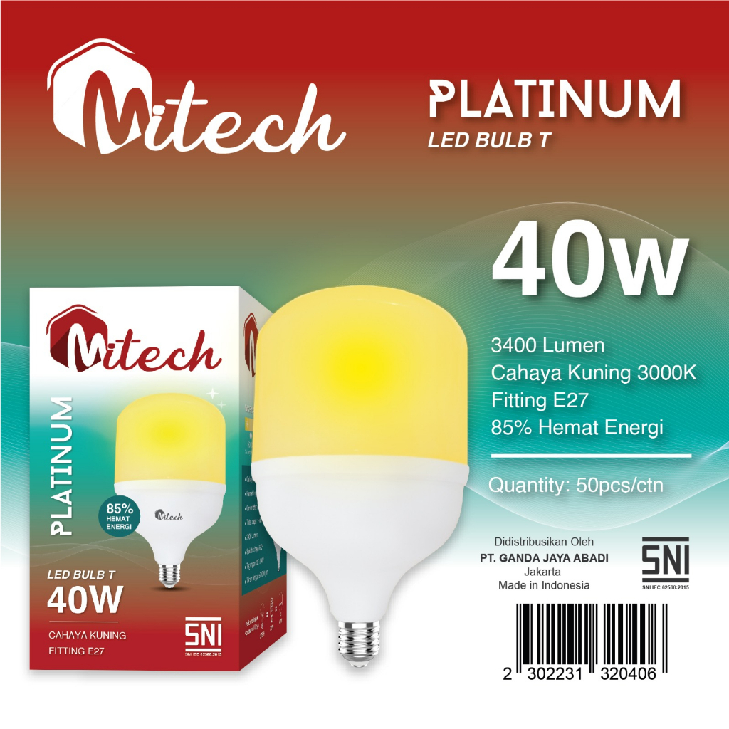 Jual Kuning / Warm White Lampu Led MITECH 40w Kapsul 40watt WarmWhite ...