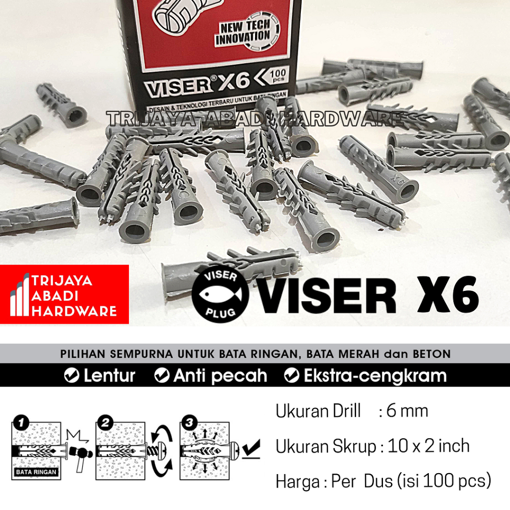Jual Viser Dinding New S6 X6 (1 Box = 100 Pcs) Angkur Multi Fungsi ...