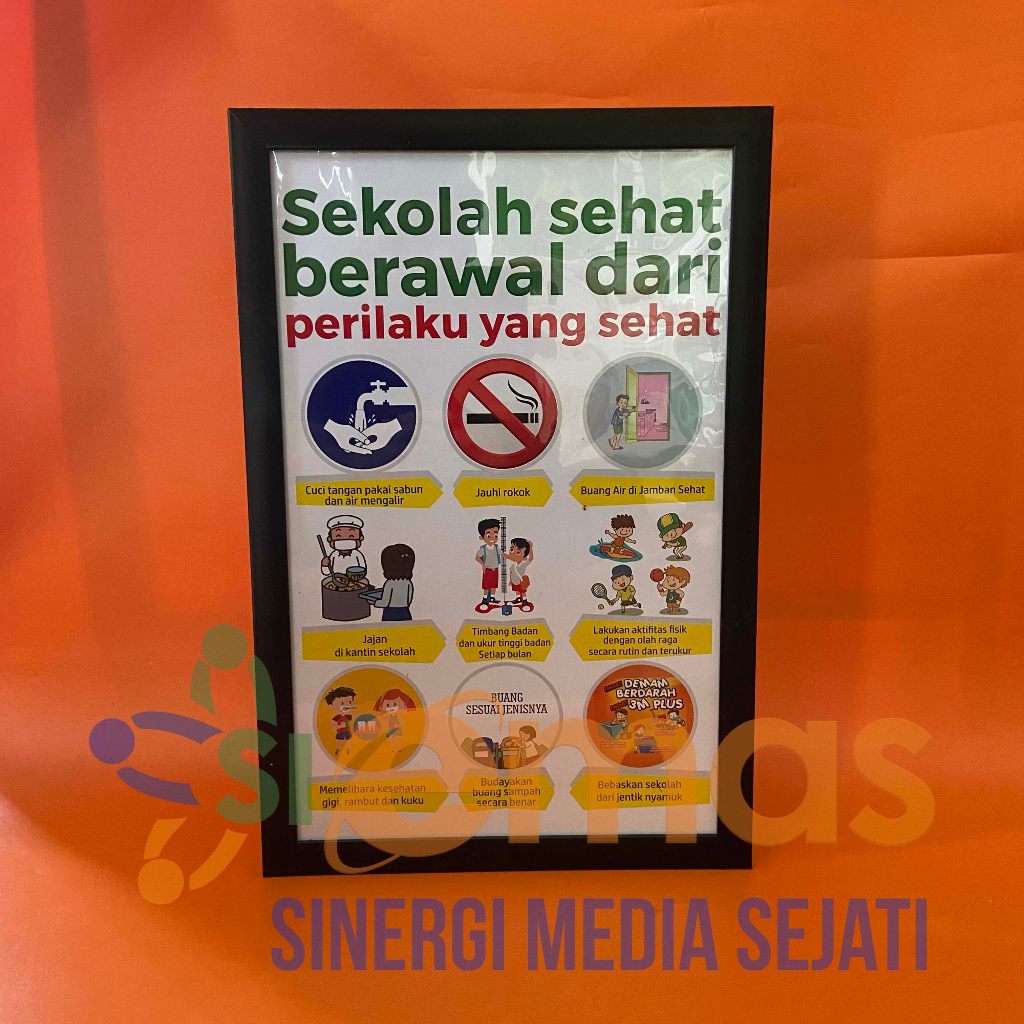 Jual Poster Sekolah Sehat Berawal Dari Perilaku Yang Sehat Frame Kayu A3 Poster Sekolah 6867