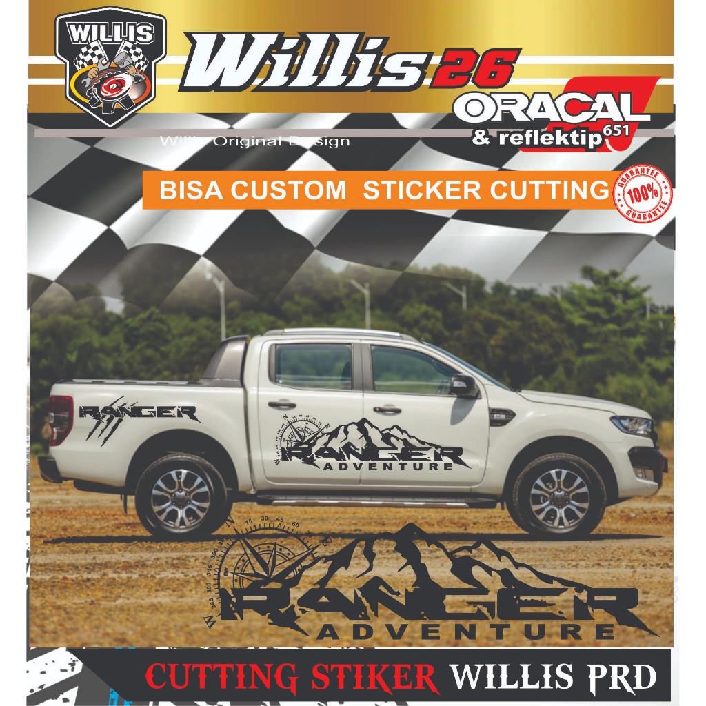 Jual sticker stiker mobil ford ranger raptor wildtrak 4x4 offroad side ...
