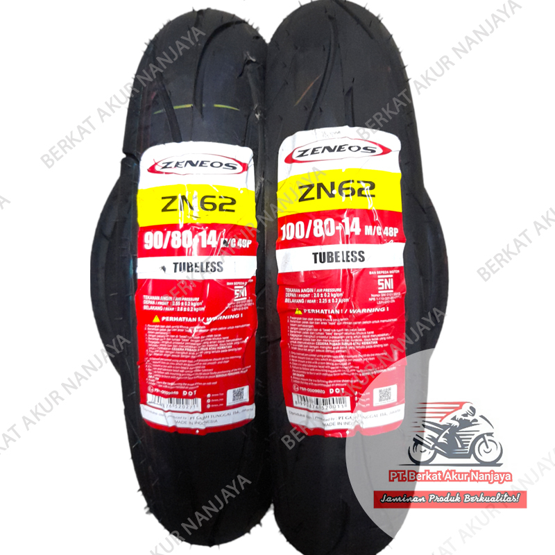 Jual Zeneos ZN62 90/80 & 100/80-14 Sepasang Ban Matic Tubles BONUS ...