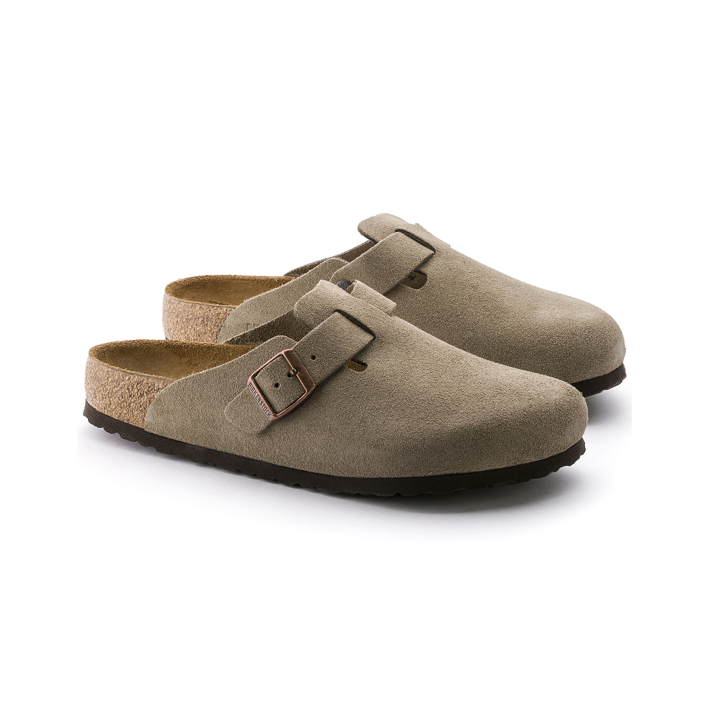 Jual [SALE] Birkenstock Boston Suede Leather Soft Footbed Clogs Taupe ...