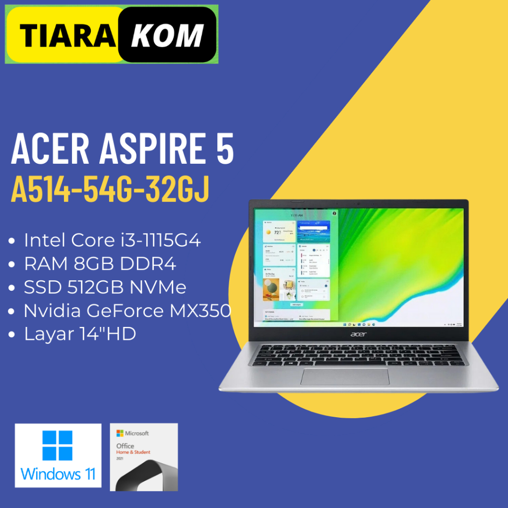 Jual Laptop Kerja Acer A514 54g 32gj Core I3 Ram 8gb Ssd 512gb Mx350 14