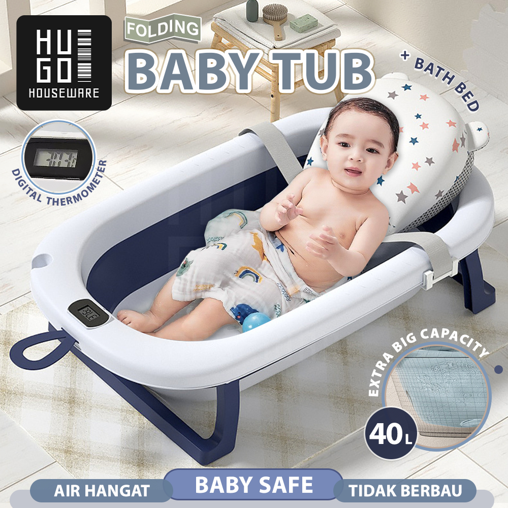 Jual HUGO Foldable Baby Bath Tub / Bak Mandi Bayi Lipat dengan Pengukur
