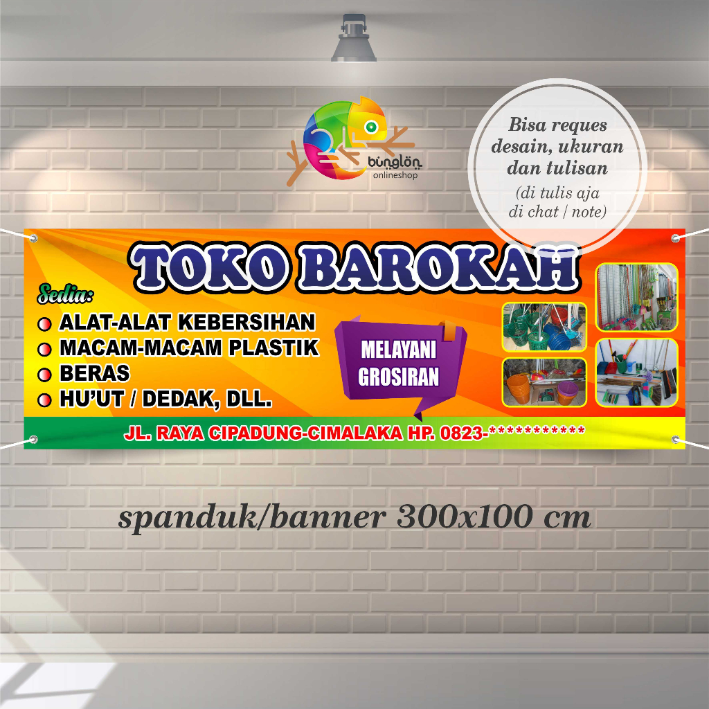 Jual 300x100 Spanduk Banner Toko Plastik, Toko Beras, Toko Alat ...