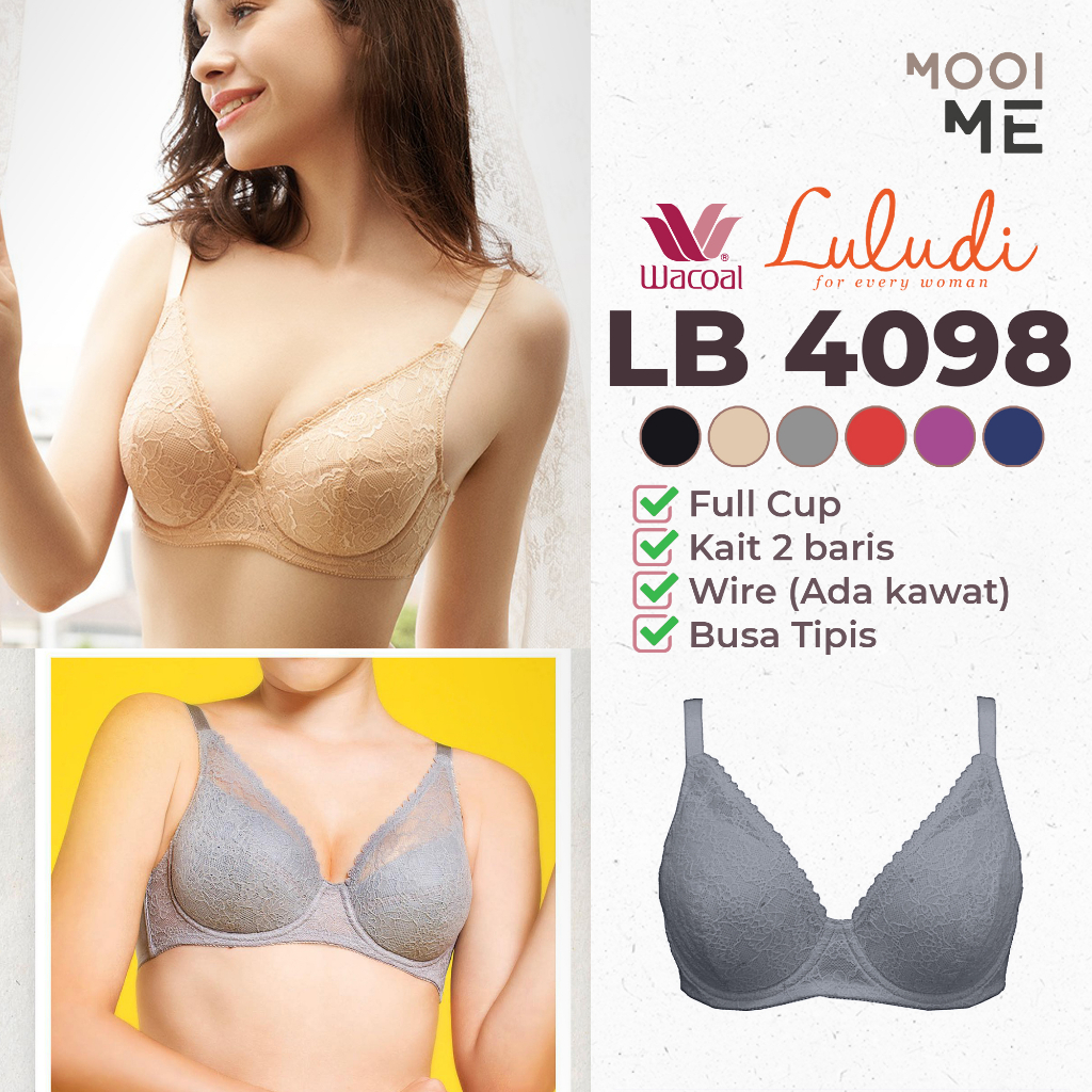 Jual Luludi LB 4098 Bra Full Cup Wire (Ada Kawat) Busa Tipis Renda (Lace) -  Hitam, Coklat, Abu-abu | Shopee Indonesia