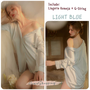 Kemeja Bigszie Wanita Kemeja Lingerie Oversize Baju Tidur Satin Wanita Lingerie Satin Baju Sexy