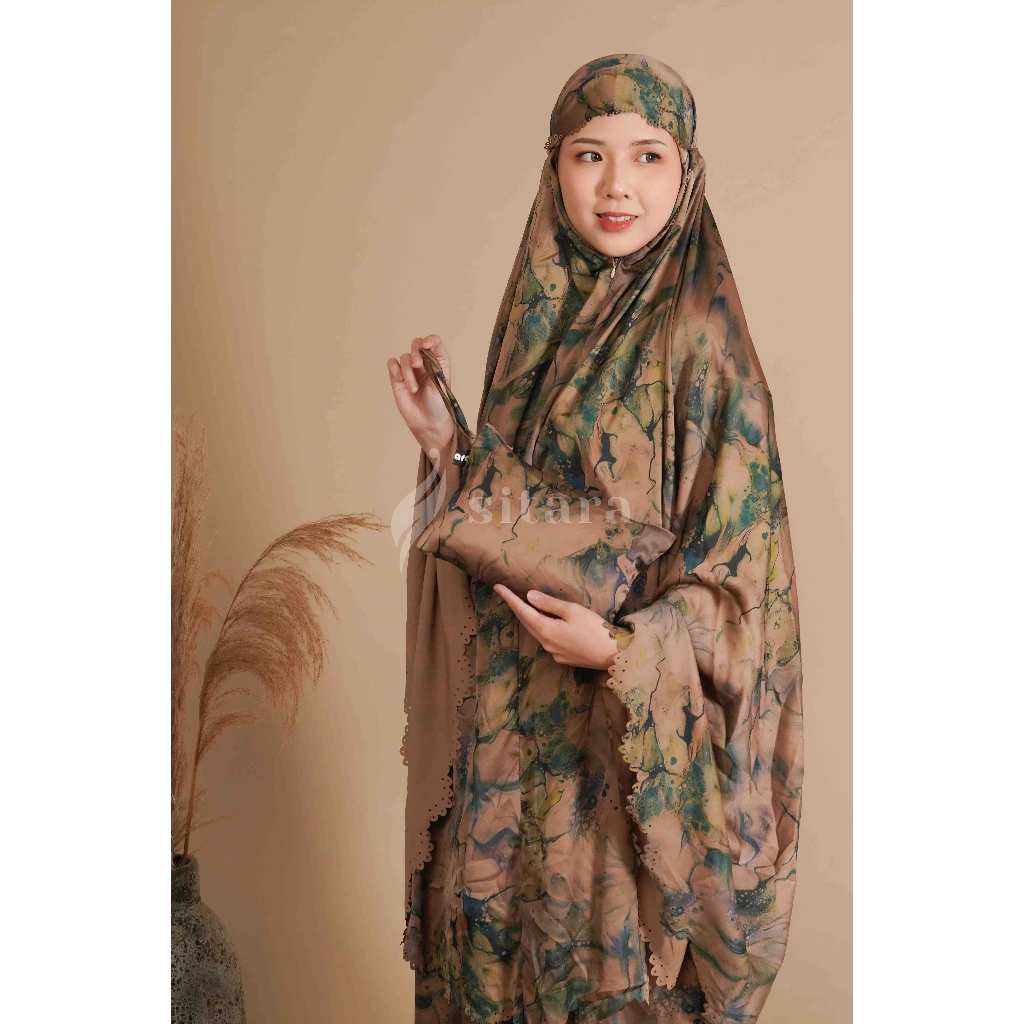 Mukena Armani Silk Motif Lasercut Sitara D#55 | AutoStock