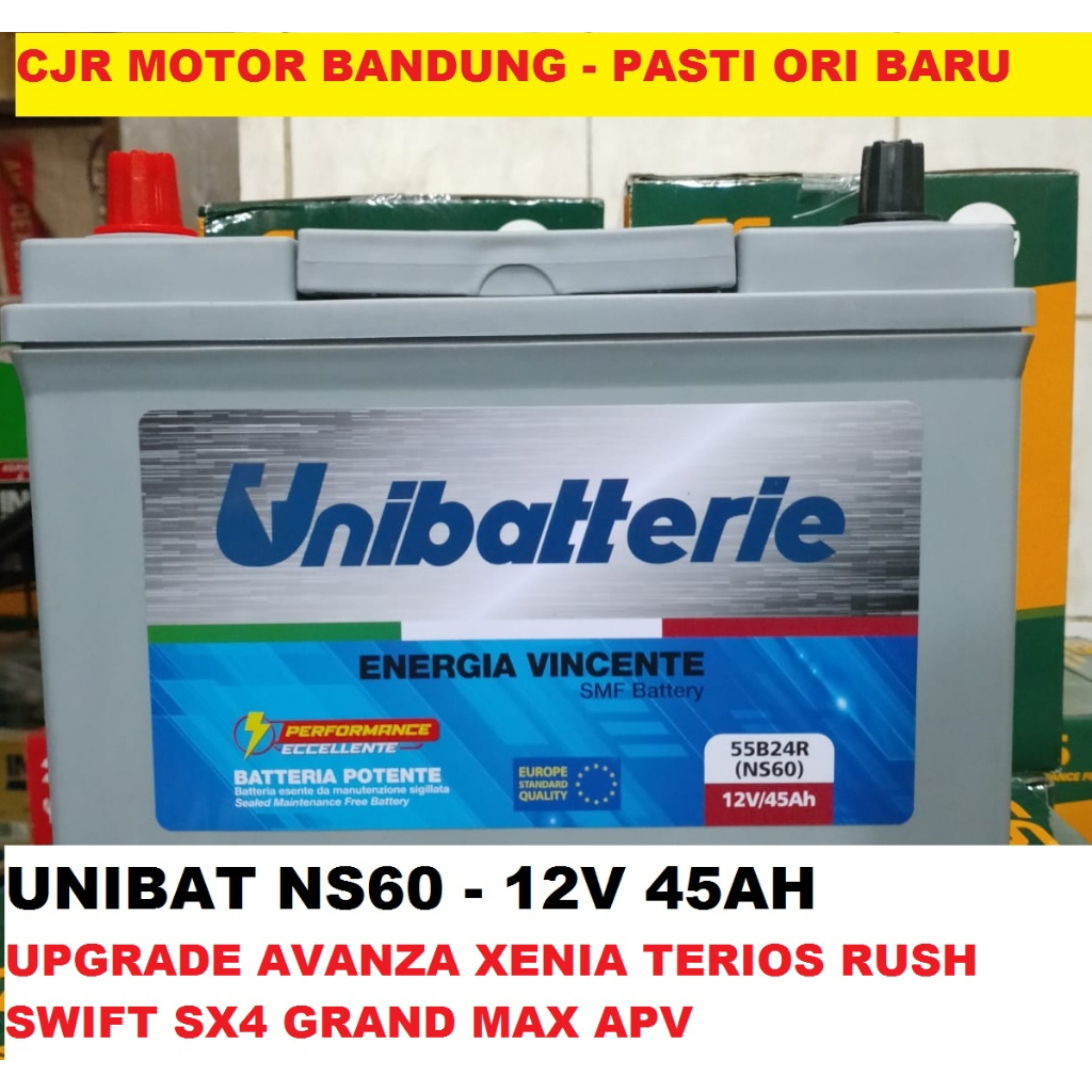 Jual UNIBAT Aki Kering NS60 55B24R aki mobil RUSH TERIOS SWIFT SX4