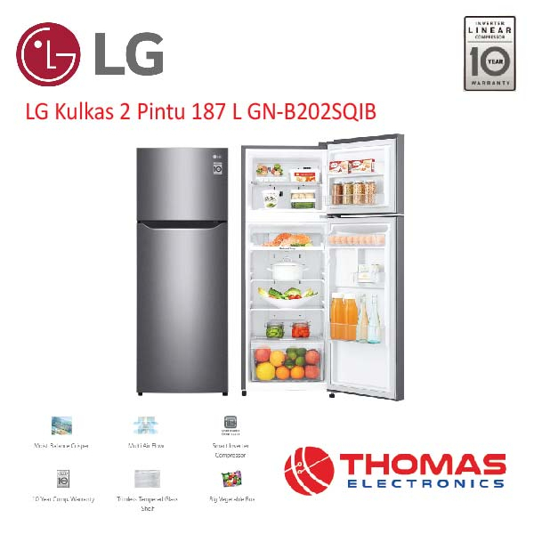 Jual LG Kulkas 2 Pintu 187 L GNB202SQIB Inverter GN B 202 SQIB Garansi