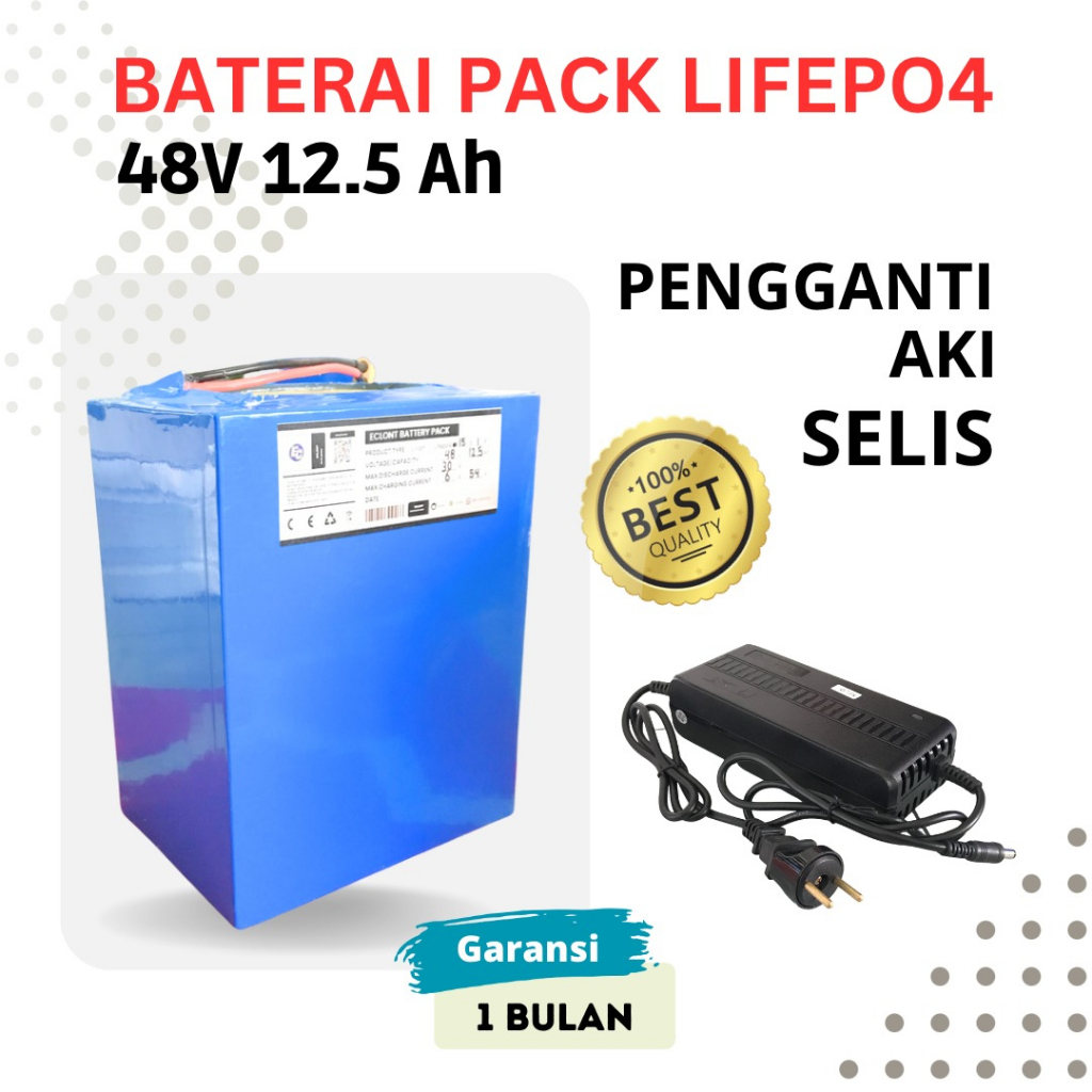 Jual Baterai Lithium Lifepo4 Pengganti AKI SLA SELIS 48V 15Ah, 30Ah