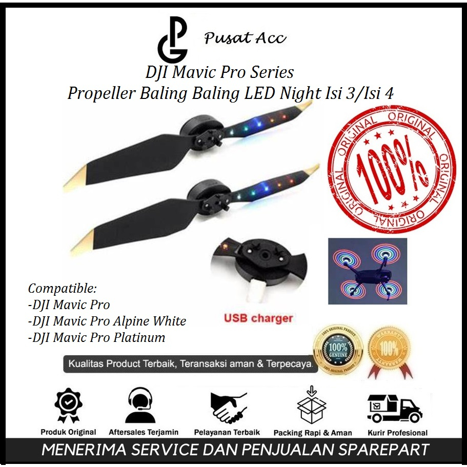 Jual DJI Mavic Pro Baling Baling LED Isi 4Pcs for Mavic Pro Series ...