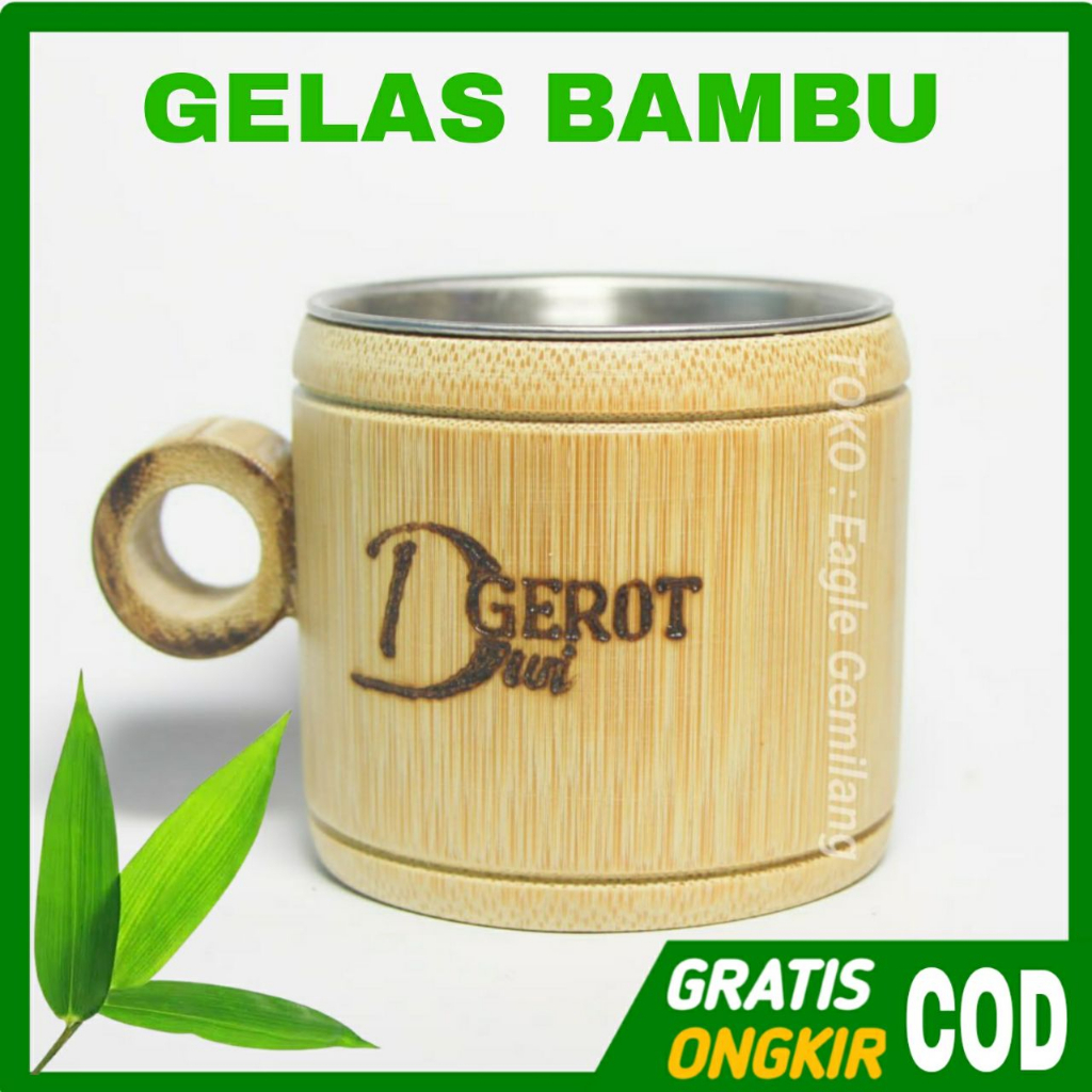 Jual Gelas Stainless Cangkir Stainless Dengan Lapis Bambu Asli Cocok Dijadikan Gelas Kopi 3169