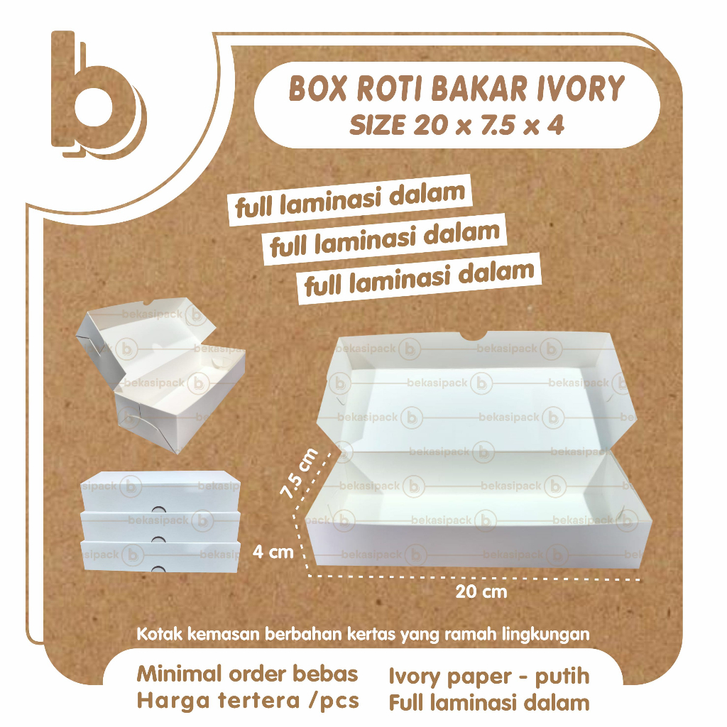 Jual Box Roti Bakar Ivory Foodgrade 20x7.5x4 I BRBIF00413 | Shopee ...