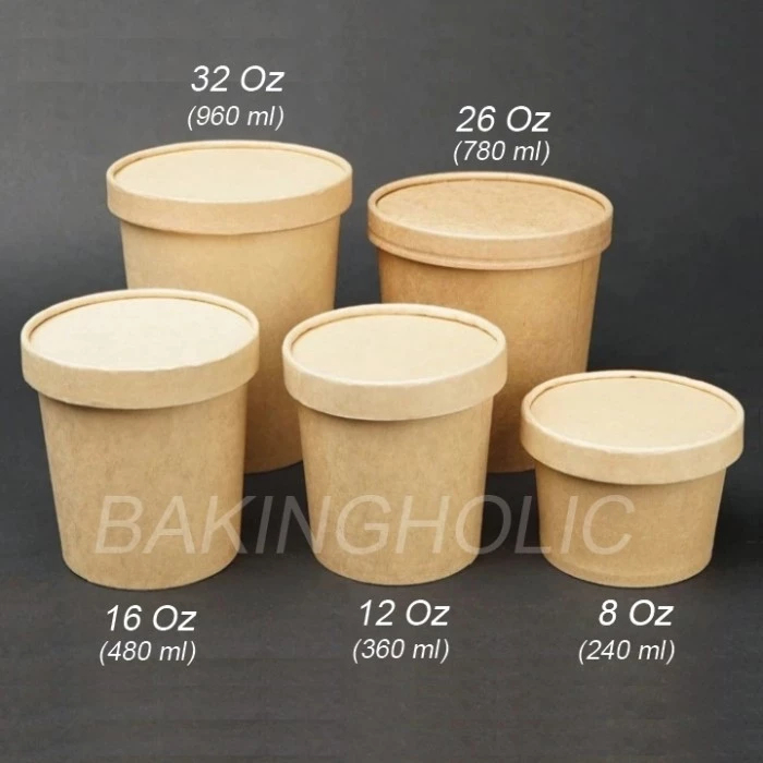 Jual Kraft Paper Bowl / Cup Ice Cream Soup Cup Mangkok Kertas 12 Oz 360 ...