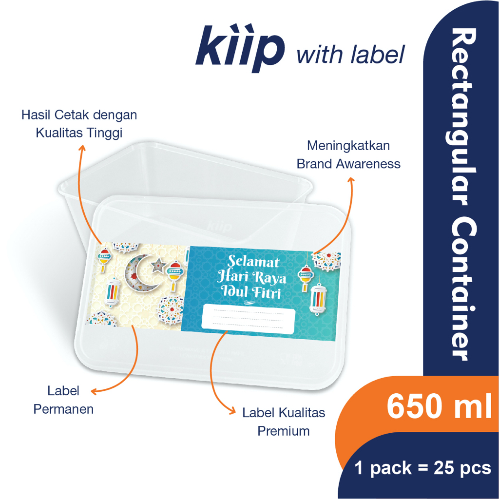 Jual KIIP THINWALL RECTANGLE FOOD CONTAINER 650 ML LABEL 