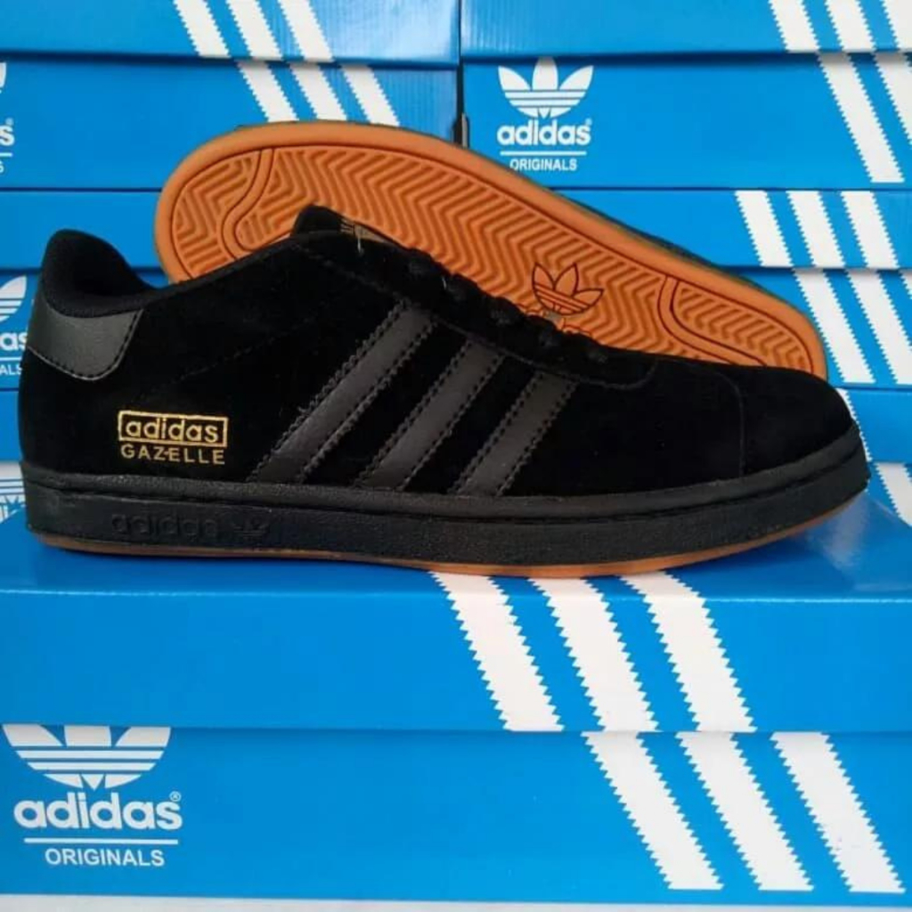 Jual Sepatu Sneakers Casual Adidas Full Black Keren Gazele Sporty ...