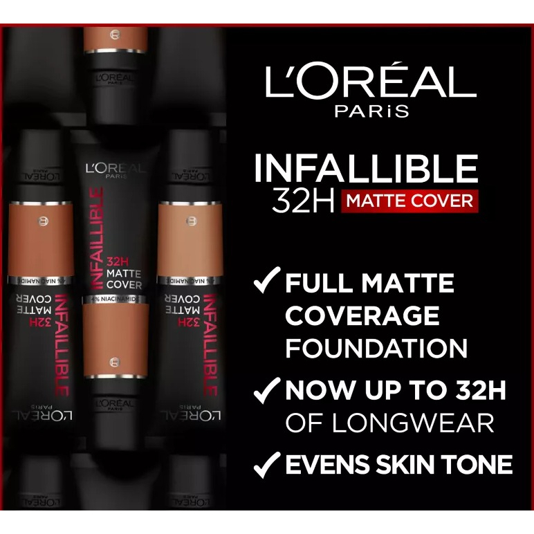 Jual Loreal Infallible 32h Matte Cover 4 Niacinamide Full Coverage Foundation Spf25 Pa 8045