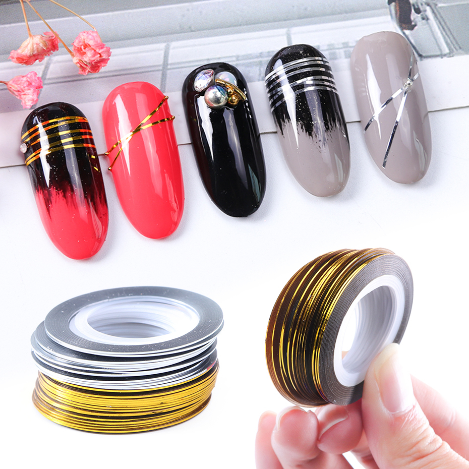 Jual KHUSUS WARNA GOLD & SILVER - Stripping Tape 1mm Gold nail stripe ...