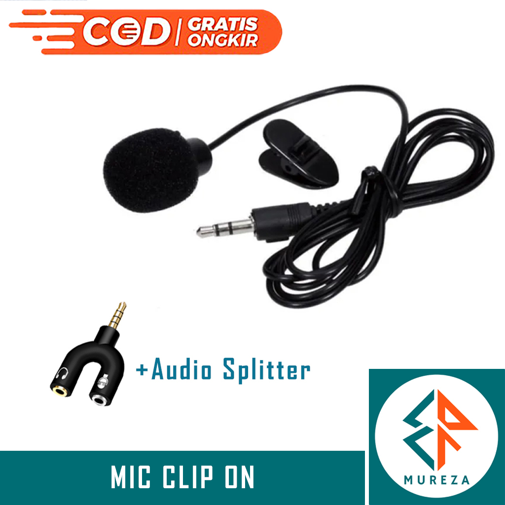 Jual Mic Clip On+Audio Splitter for Youtube/Tiktok/IG | Shopee Indonesia