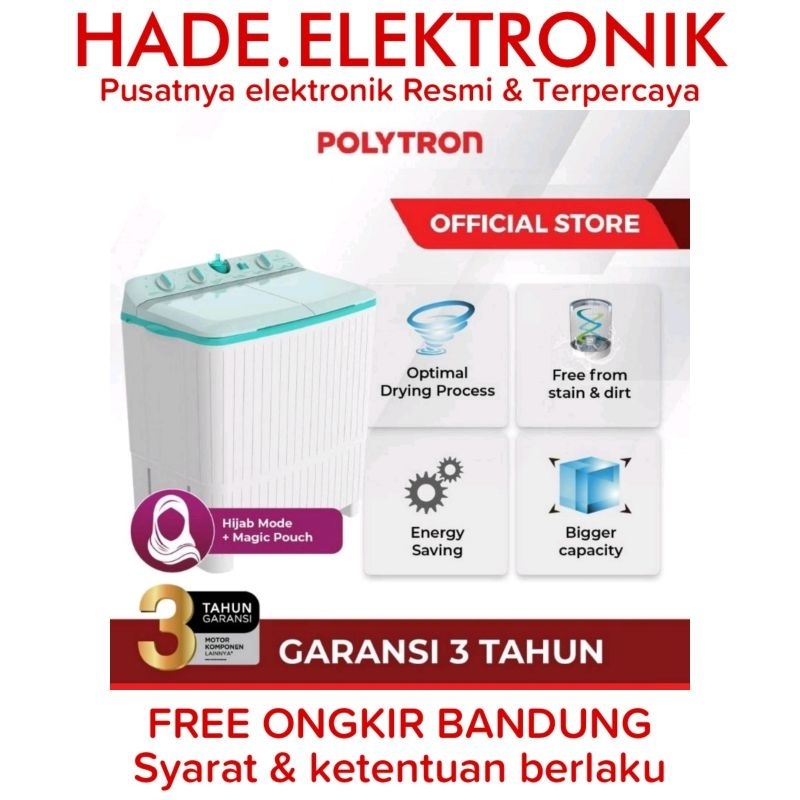 Jual POLYTRON MESIN CUCI 2 TABUNG 7KG PWM 7076 G | Shopee Indonesia