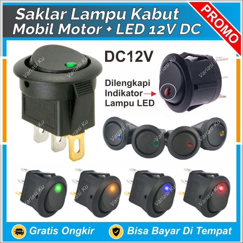 Saklar DC 12V ON OFF ON Bulat